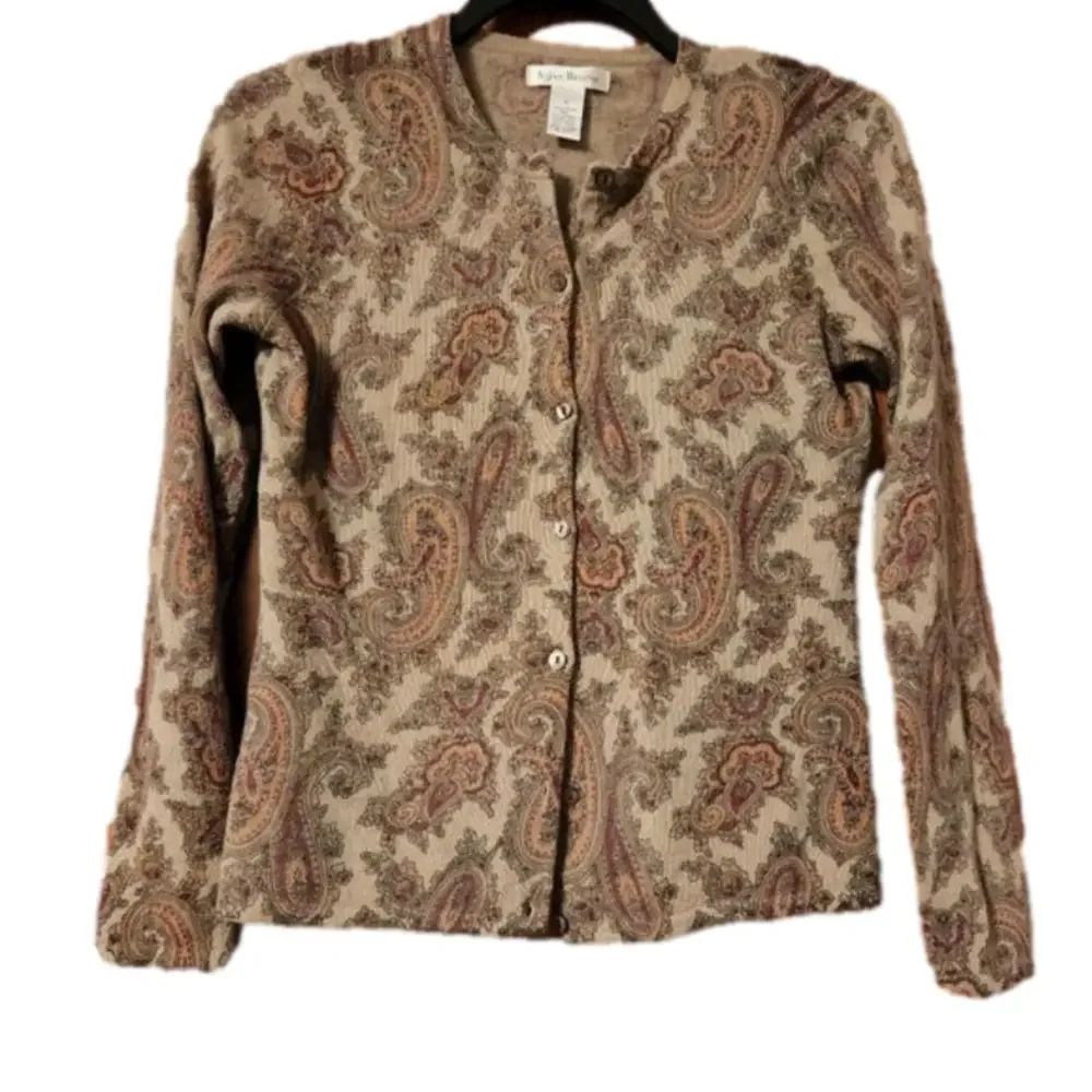 Susan Bristol vintage paisley print wool cardigan Size M